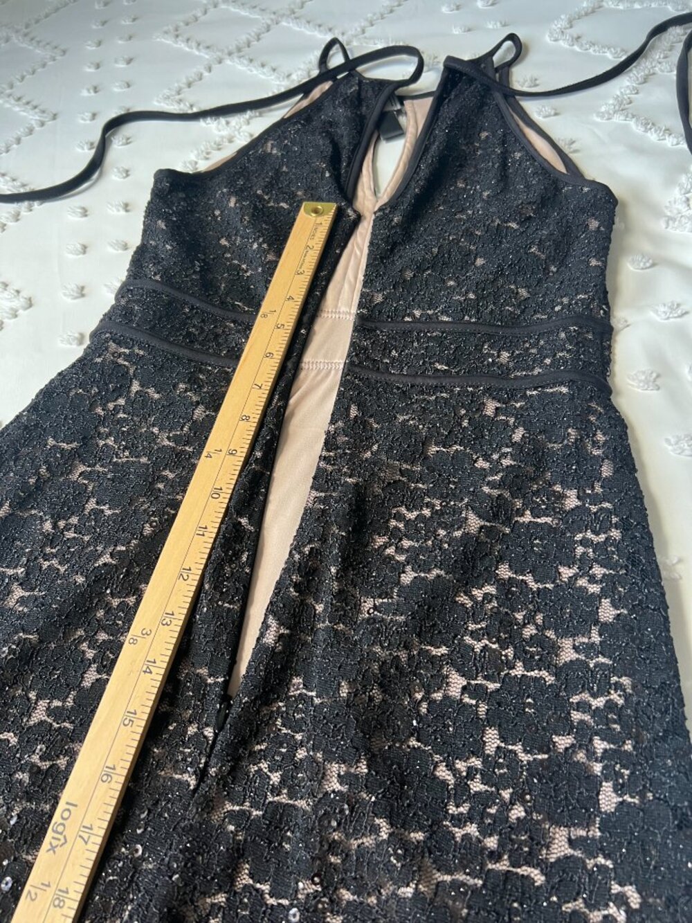 NW Nightway Lace, Sequins Cocktail Dress in Black and Nude SIZE 8 - Picture 10 of 16